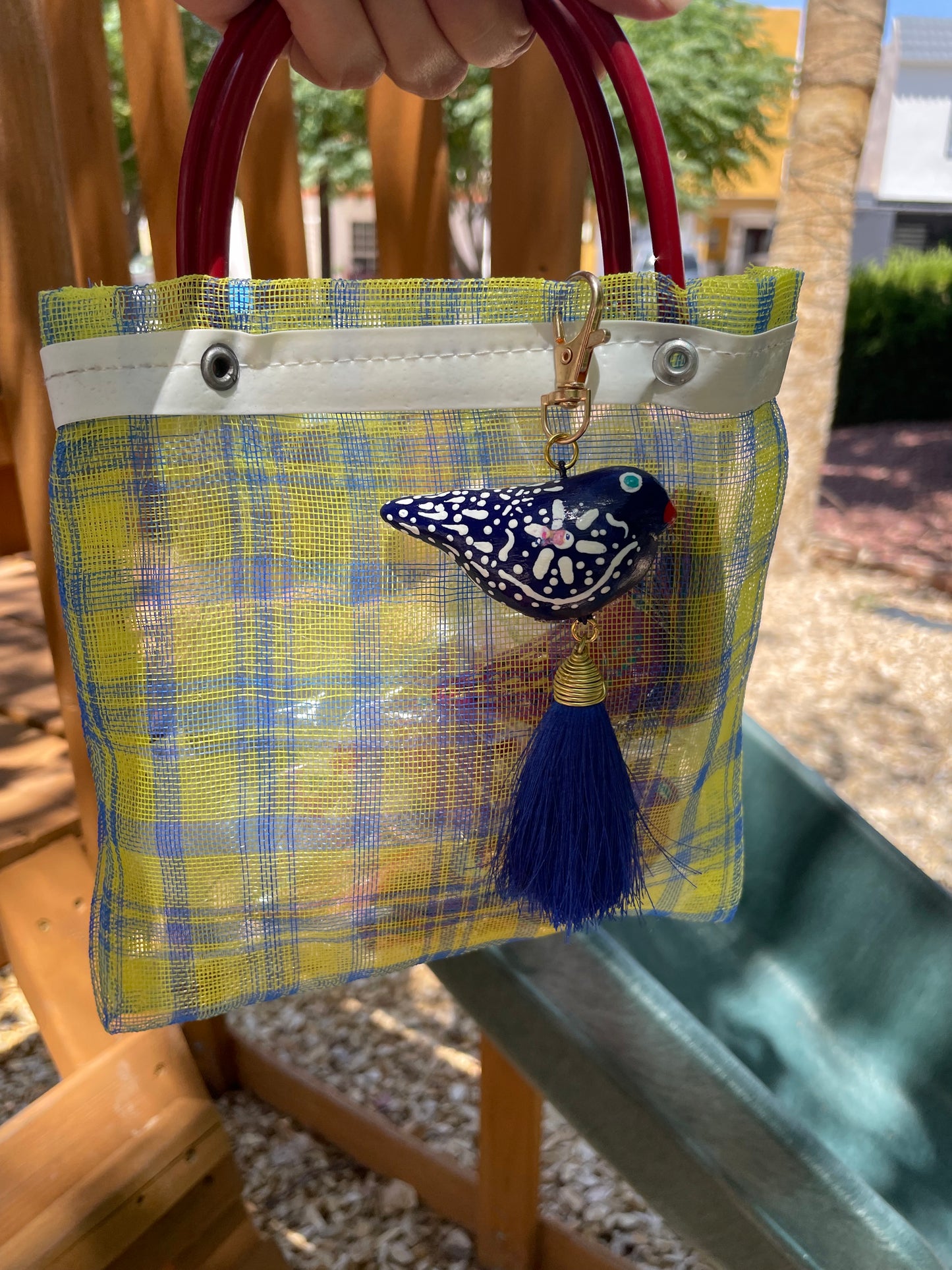 Mexican Talavera Bird Bag Charm | Hand Painted Mexican Folk Art | Purse Charm | Mexican Gift