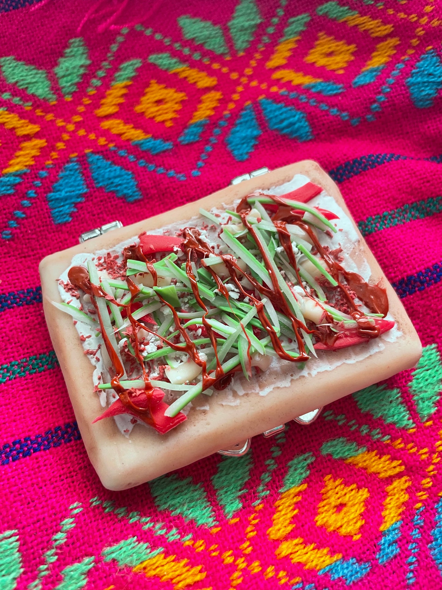 Mexican Clay Food Pocket Mirror | Handmade Compact Mirror Inspired by Mexican Snacks