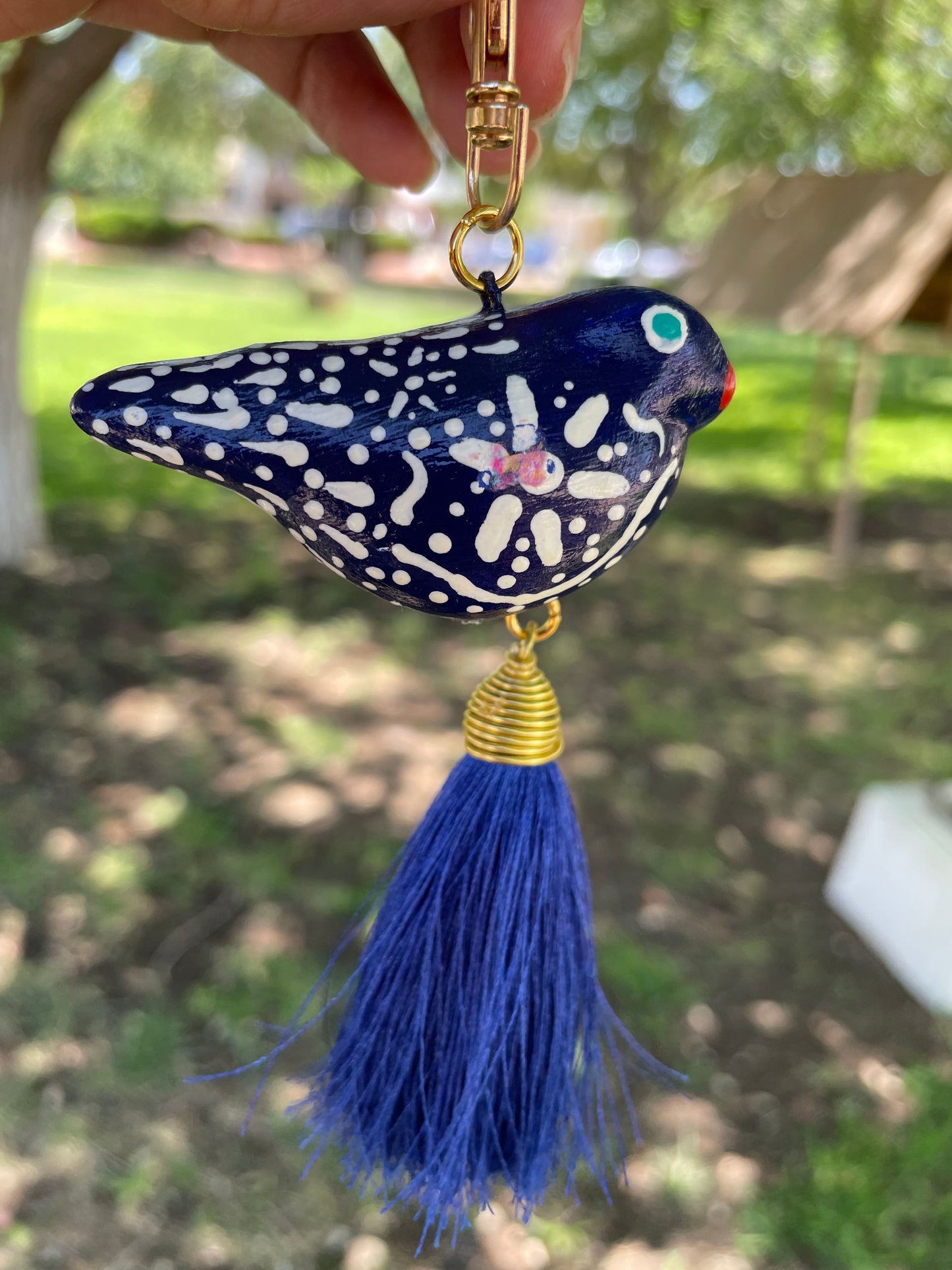 Mexican Talavera Bird Bag Charm | Hand Painted Mexican Folk Art | Purse Charm | Mexican Gift