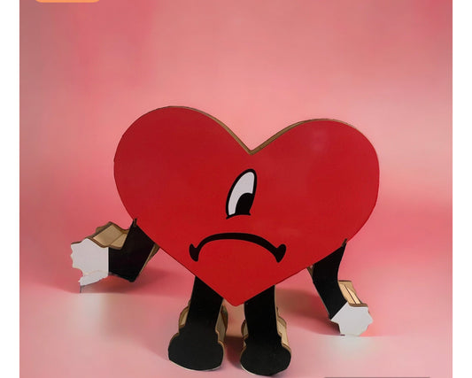 Bad Bunny Laser-Cut Wooden Piggy Bank - Heart Shaped Gift Box