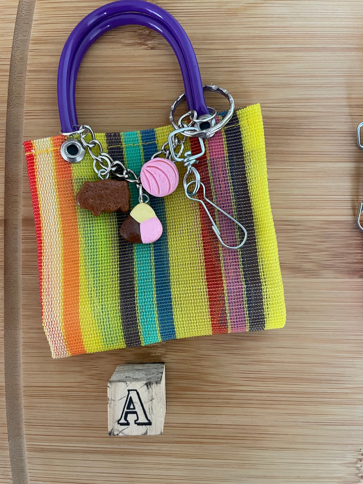 Mini Mercado Bag Charm | Mexican Grocery Tote Keychain | Mexican Charm Bag | Cute Mexican Gift | Bolsa de Mandado Mini | Latina Accessories (copia)