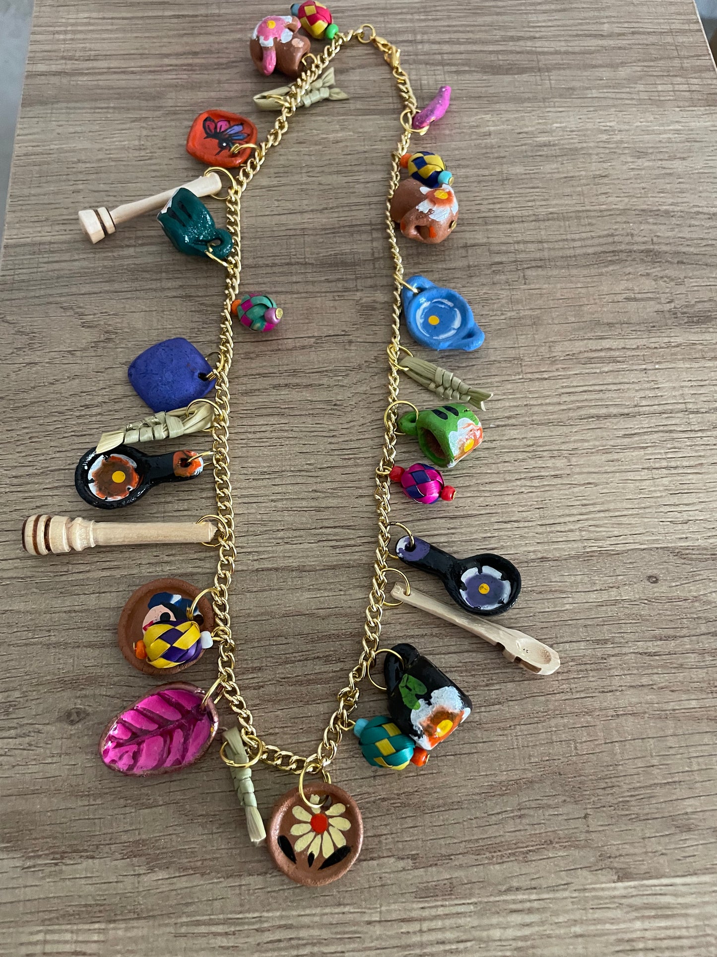 mexican charm necklace/ mexican jewelry/barro necklace