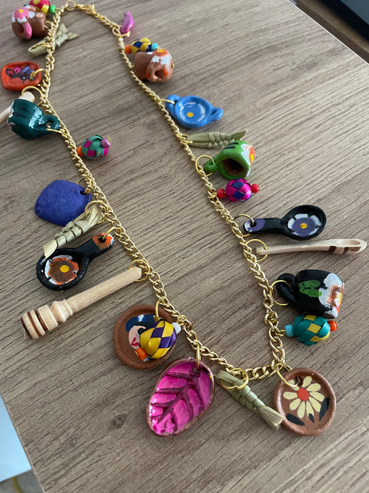 mexican charm necklace/ mexican jewelry/barro necklace