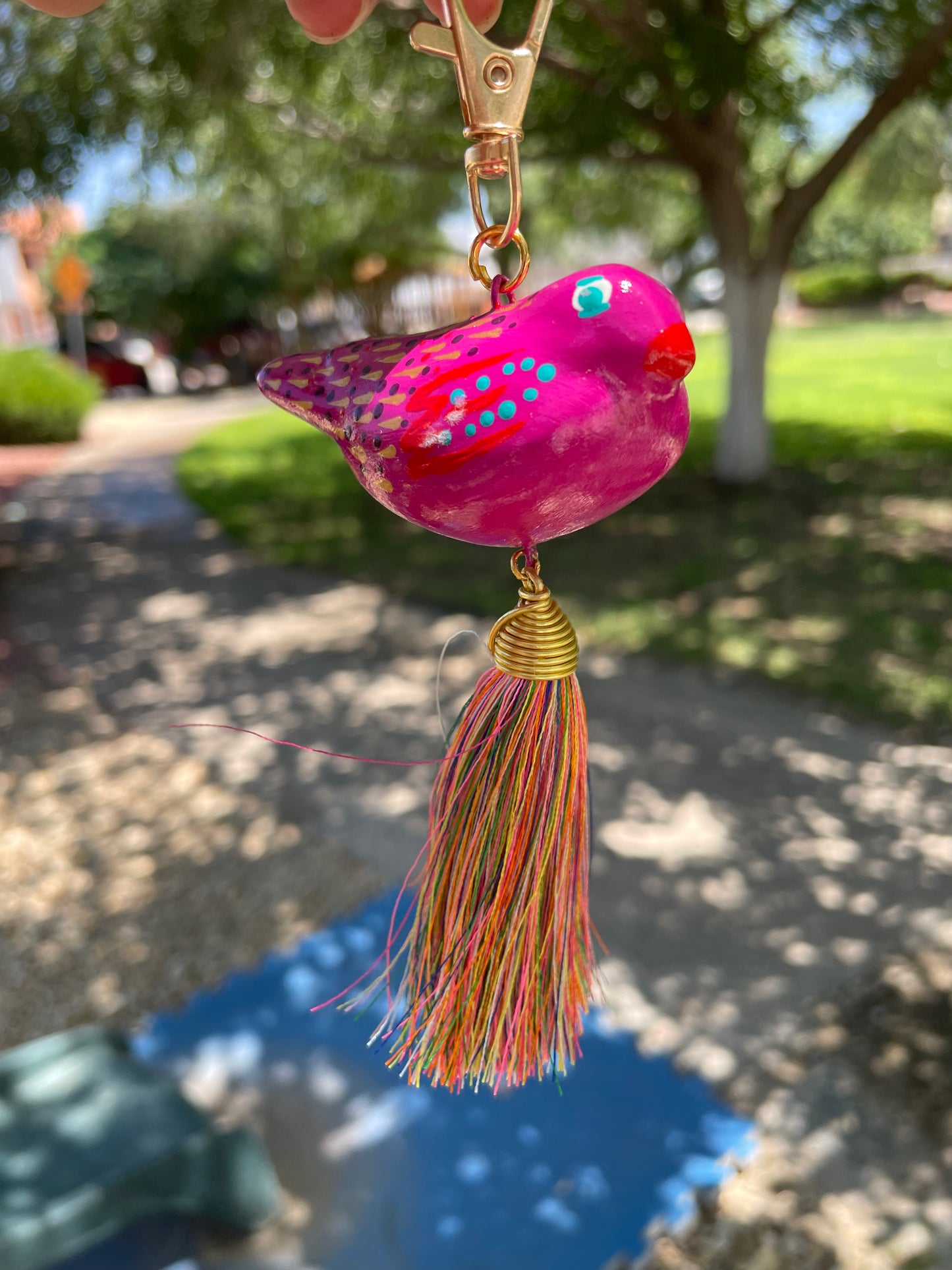 Mexican Bird Bag Charm | Hand Painted Mexican Folk Art | Purse Charm | Mexican Gift