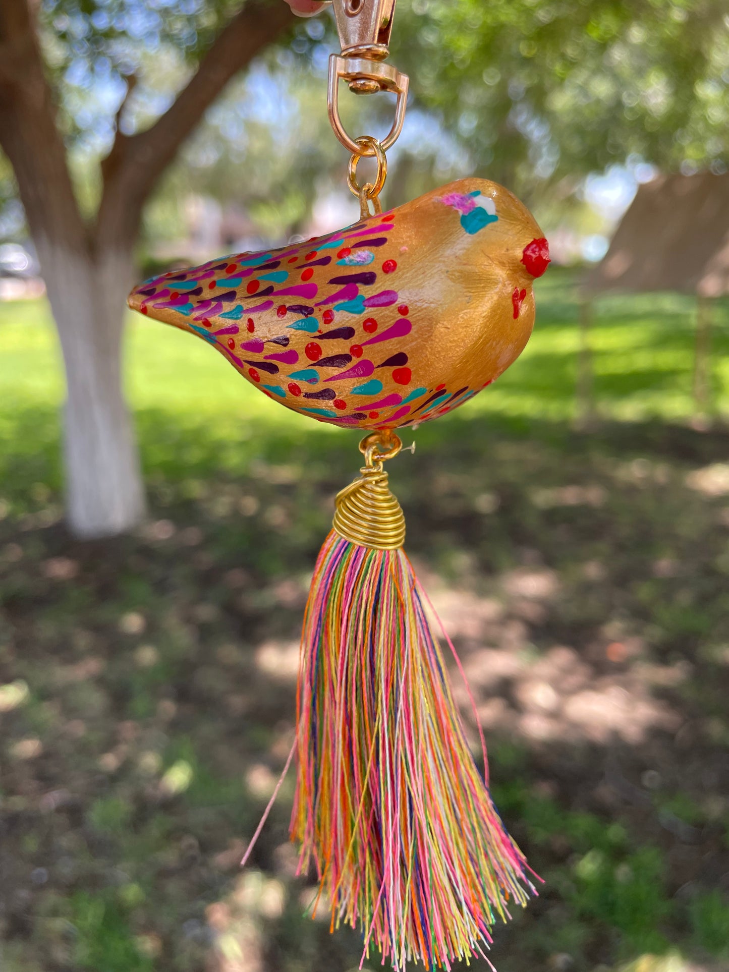 Mexican Bird Bag Charm | Hand Painted Mexican Folk Art | Purse Charm | Mexican Gift