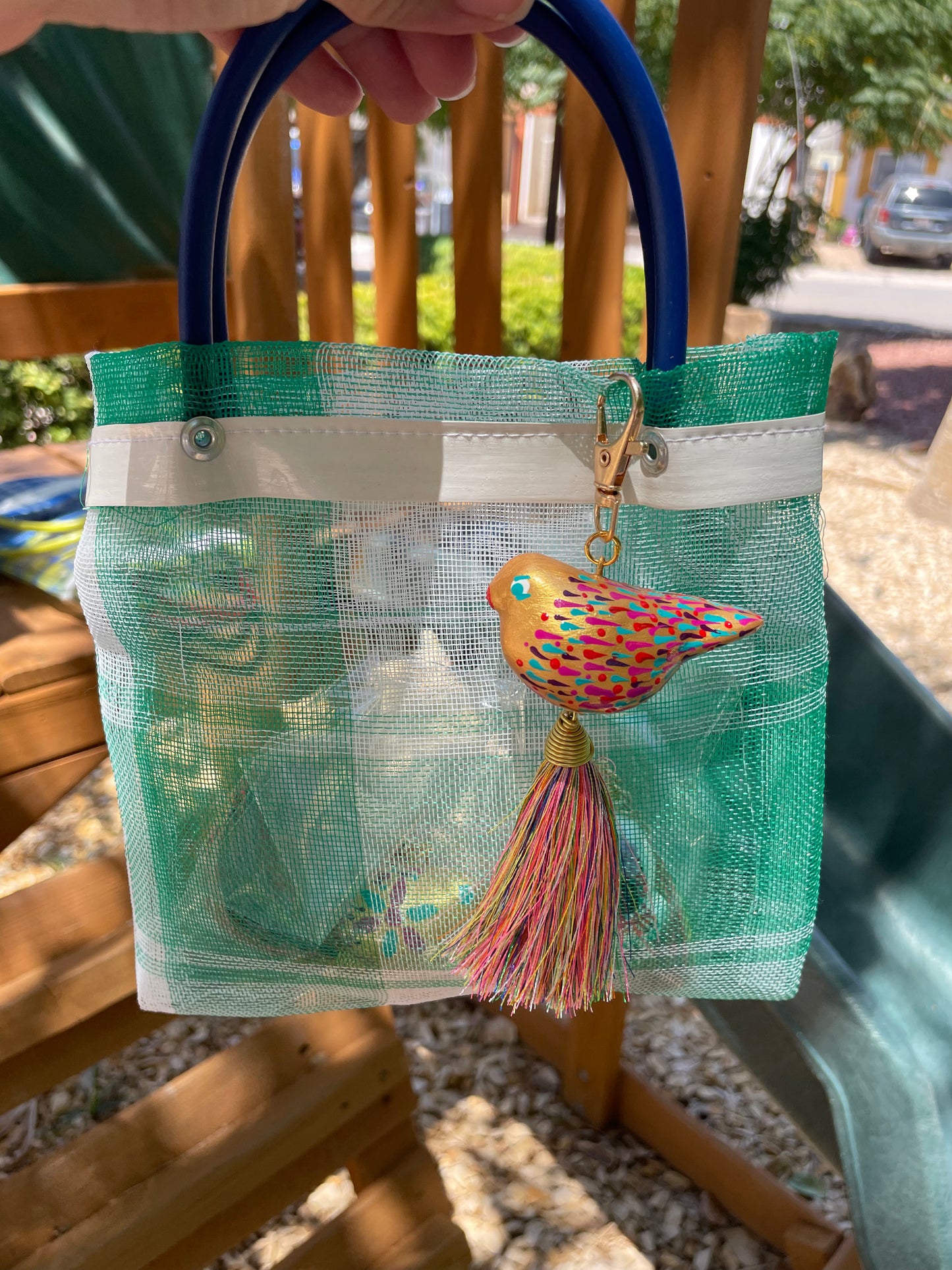 Mexican Bird Bag Charm | Hand Painted Mexican Folk Art | Purse Charm | Mexican Gift