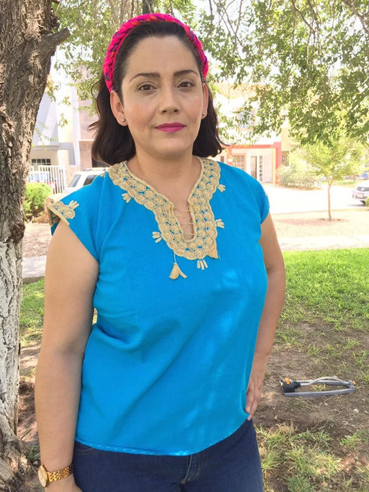 Embroidered Peasant Top