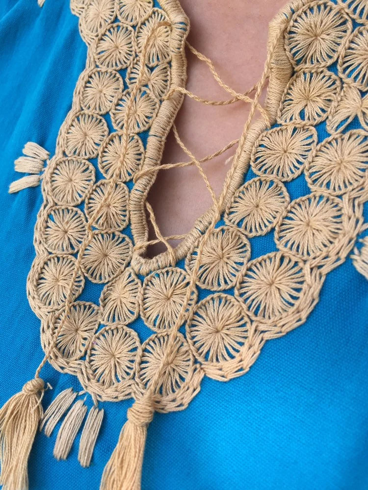 Embroidered Peasant Top
